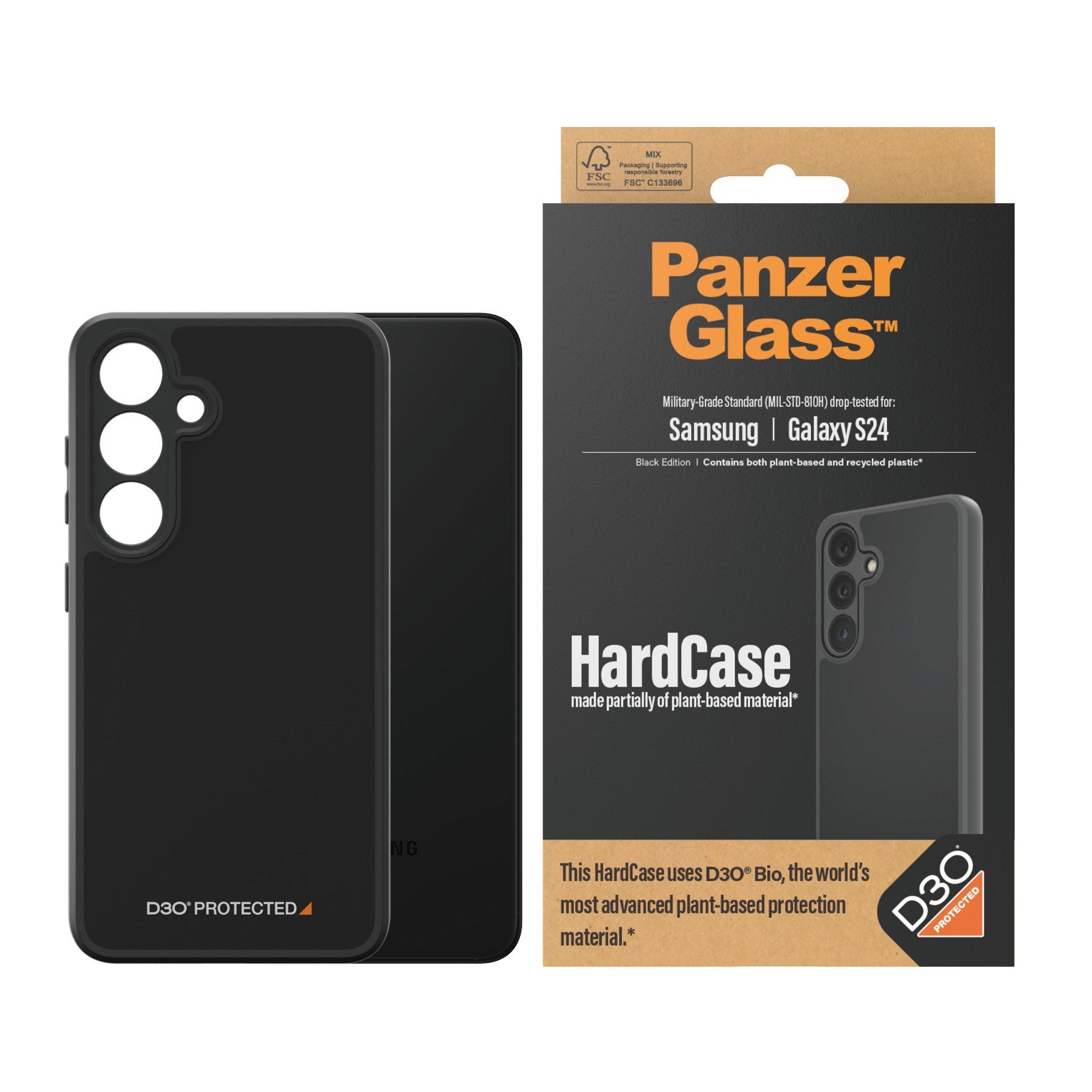 PanzerGlass® HardCase Sort m. D3O® Samsung Galaxy S24
